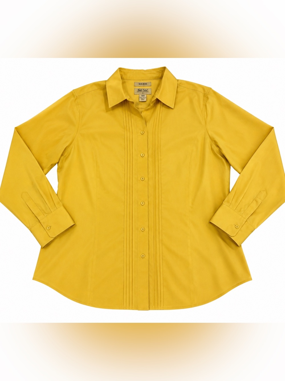 Investments Gold Label Women’s 16W Citrine Yellow Non-Iron Button Down Shirt NW